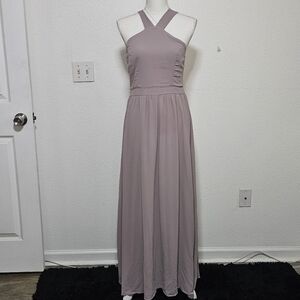 Lulus air if romance halter taupe dress size large